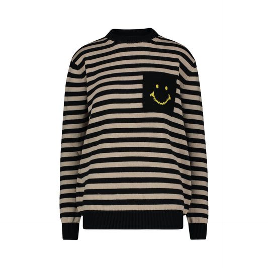 BLACK STRIPED POCKET CREW